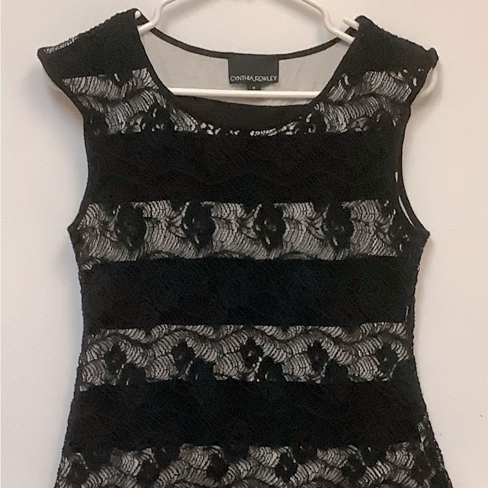 Cynthia Rowley sleeveless black knitted top with beige lining, size medium
